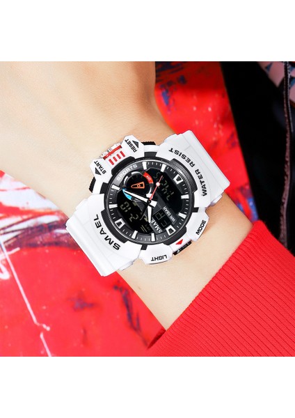 Siyah Altın Smael Askeri Saatler Erkekler Spor Izle Su Geçirmez Kol Saati Kronometre Alarm LED Işık Dijital Saatler Erkek Büyük Kadran Saat 8043 (Yurt Dışından) indirimleri