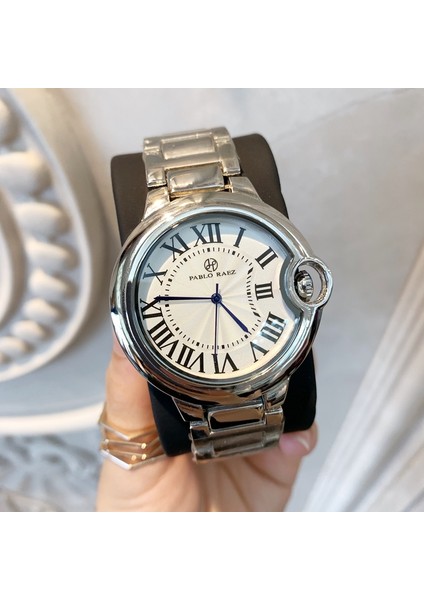 Tarih ile Siyah 42MM Sıcak Satış En Kaliteli Bayan Saatler Erkek/kadın Relogio Gümüş Мужские Часы Lüks Çelik Moda Mavi Balon Kol Saati Reloj Mujer (Yurt Dışından) fırsatları