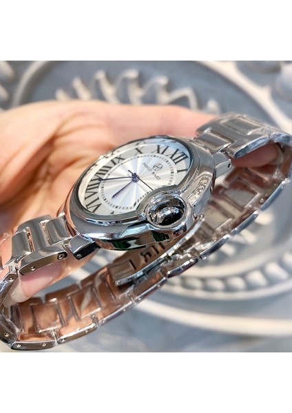 Tarih ile Siyah 42MM Sıcak Satış En Kaliteli Bayan Saatler Erkek/kadın Relogio Gümüş Мужские Часы Lüks Çelik Moda Mavi Balon Kol Saati Reloj Mujer (Yurt Dışından) indirimleri