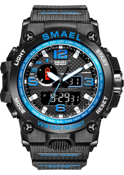 Siyah Mavi Smael Izle Erkekler Için Askeri Spor Su Geçirmez Kol Saatleri Çalar Saat LED Dijital Kronometre Relogio Masculino Часы Мужские 1545 (Yurt Dışından)