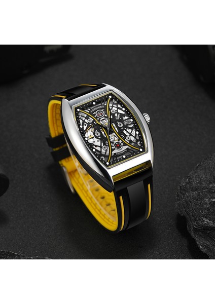 Mavi Forsınıng Moda Erkekler Mekanik Izle Kendinden Kurmalı Gümüş Sarı Kol Saati Dikdörtgen Adam Otomatik Saat Reloj Hombre (Yurt Dışından)