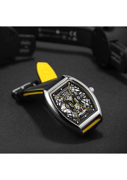 Mavi Forsınıng Moda Erkekler Mekanik Izle Kendinden Kurmalı Gümüş Sarı Kol Saati Dikdörtgen Adam Otomatik Saat Reloj Hombre (Yurt Dışından)