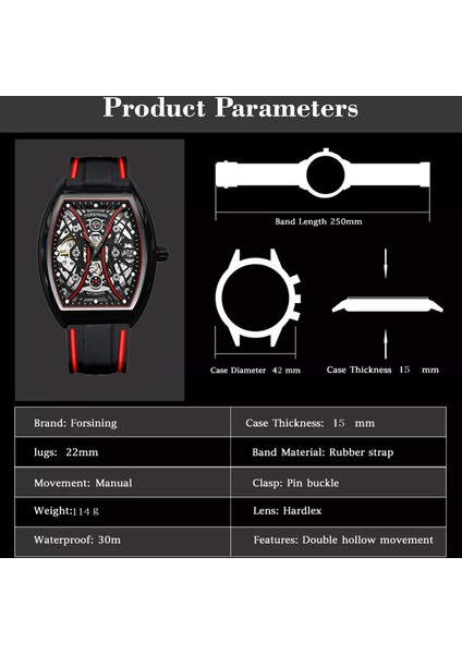 Mavi Forsınıng Moda Erkekler Mekanik Izle Kendinden Kurmalı Gümüş Sarı Kol Saati Dikdörtgen Adam Otomatik Saat Reloj Hombre (Yurt Dışından)