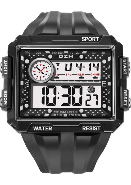 6861 Siyah Büyük Kadran Dijital Saatler Erkek Genç Erkek Spor 50 M Suya Dayanıklı Tarih Alarm Kronometre Ikili Zaman Siyah Izle Yaş 15-20 Yeni (Yurt Dışından)