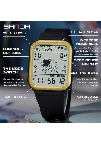 Beyaz Sanda Spor Elektronik Saat Kalori Pedometre Lüks Kronometre Geri Sayım Su Geçirmez Bilek Saatler Adam Için Moda Marka Saat (Yurt Dışından) fırsatları