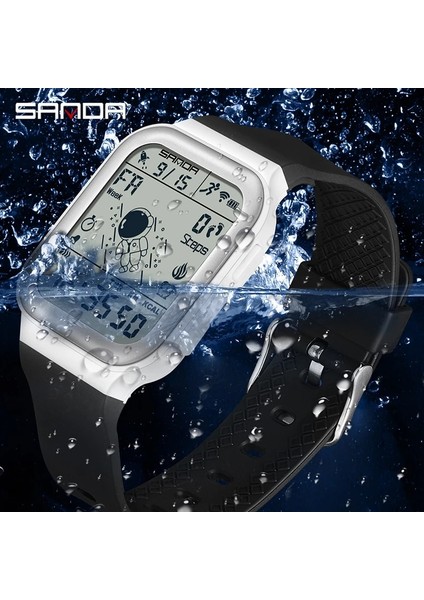 Beyaz Sanda Spor Elektronik Saat Kalori Pedometre Lüks Kronometre Geri Sayım Su Geçirmez Bilek Saatler Adam Için Moda Marka Saat (Yurt Dışından) indirimleri
