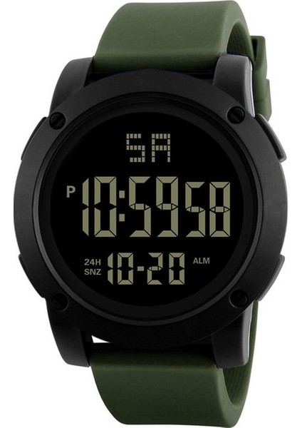 Ordu Yeşil Moda Su Geçirmez Erkek Erkek LCD Dijital Kronometre Tarih Kauçuk Spor Kol Saati Erkekler Часы Мужские Erkek Kol Saati Reloj Dijital (Yurt Dışından)