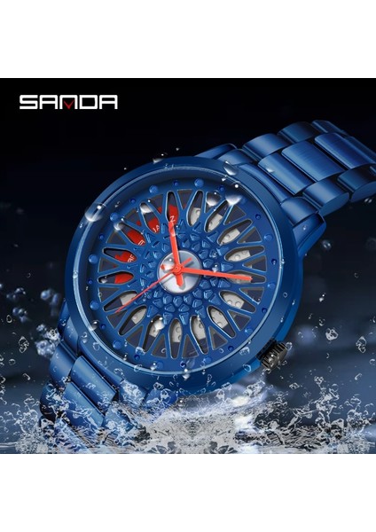 Çelik Mavi Erkek Çark Saati Yaratıcı Kişilik Izle Spor Saat Su Geçirmez Kontur Kadranı Paslanmaz Çelik Quartz Saat Relogio Masculino (Yurt Dışından) modelleri