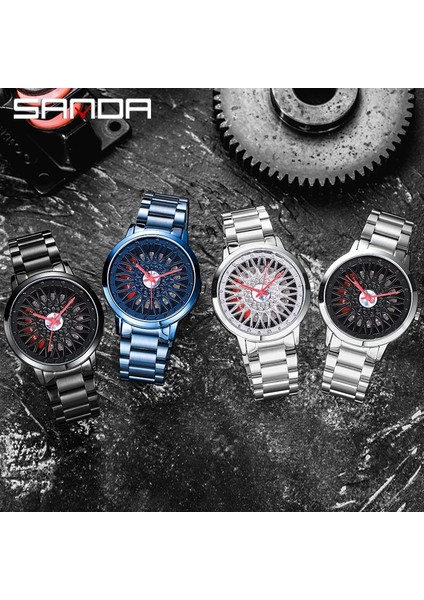 Çelik Mavi Erkek Çark Saati Yaratıcı Kişilik Izle Spor Saat Su Geçirmez Kontur Kadranı Paslanmaz Çelik Quartz Saat Relogio Masculino (Yurt Dışından) fırsatları