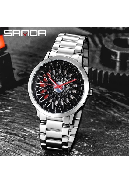 Çelik Mavi Erkek Çark Saati Yaratıcı Kişilik Izle Spor Saat Su Geçirmez Kontur Kadranı Paslanmaz Çelik Quartz Saat Relogio Masculino (Yurt Dışından) indirimleri