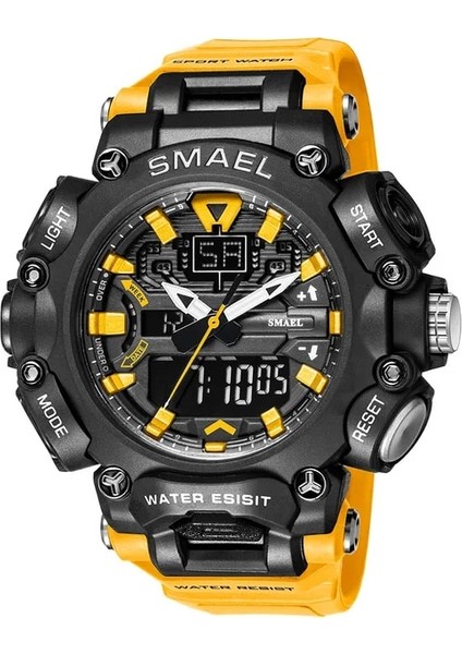 Turuncu Askeri Izle Spor Su Geçirmez 50 M Kronometre Analog Dijital Saatı Hafta Ekran Çalar Saat 8053 Dijital Saatler Erkek (Yurt Dışından)