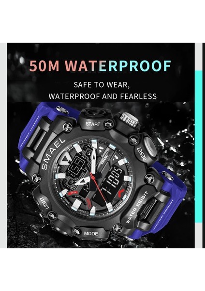 Turuncu Askeri Izle Spor Su Geçirmez 50 M Kronometre Analog Dijital Saatı Hafta Ekran Çalar Saat 8053 Dijital Saatler Erkek (Yurt Dışından)