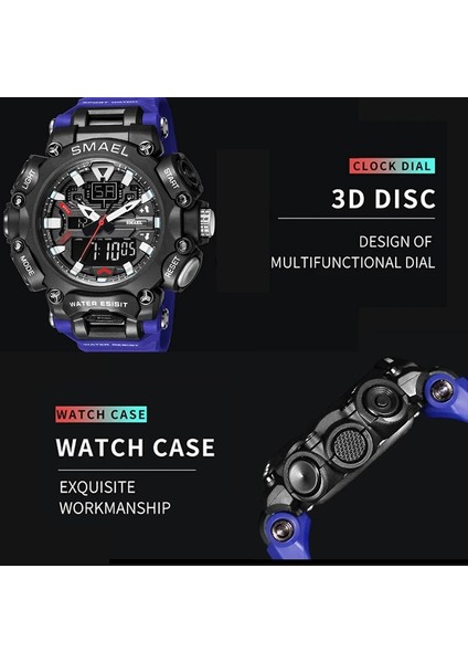 Turuncu Askeri Izle Spor Su Geçirmez 50 M Kronometre Analog Dijital Saatı Hafta Ekran Çalar Saat 8053 Dijital Saatler Erkek (Yurt Dışından)