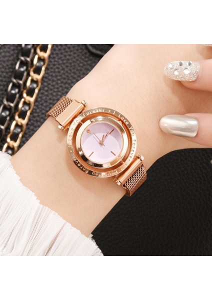 Pembe Lüks Kadın Saatler Gül Altın Mıknatıs Net Kemer Bayanlar Bilek Saatler Dial Kadın Bilezik Izle Kadın Saat Relogio Feminino (Yurt Dışından) fırsatları