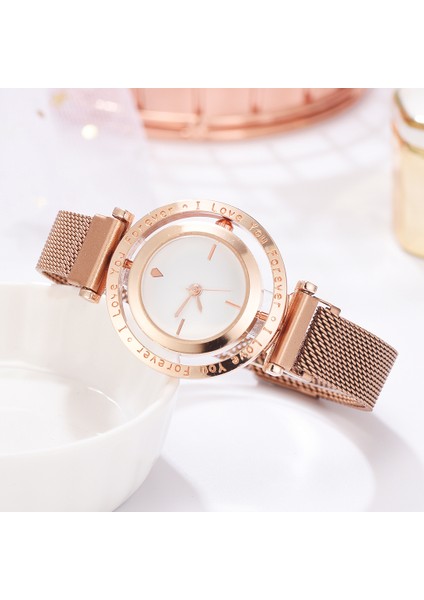 Pembe Lüks Kadın Saatler Gül Altın Mıknatıs Net Kemer Bayanlar Bilek Saatler Dial Kadın Bilezik Izle Kadın Saat Relogio Feminino (Yurt Dışından) indirimleri