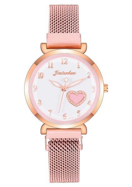 Pembe Yeni Bayanlar Lüks Saatler Örgü Mıknatıs Toka Kuvars Izle Kadınlar Için Küçük Rahat Bilezik Saatler Relogio Feminino Kalp Saat (Yurt Dışından)
