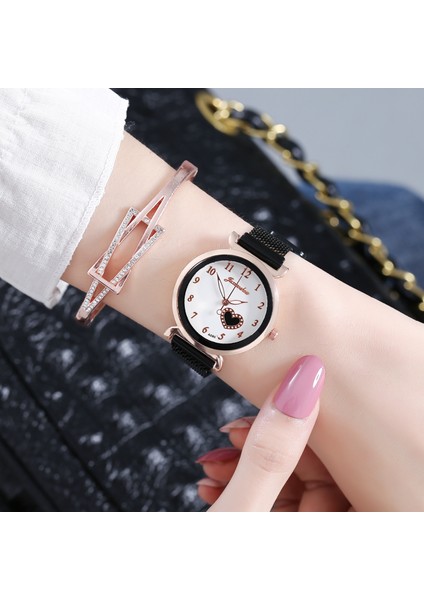 Pembe Yeni Bayanlar Lüks Saatler Örgü Mıknatıs Toka Kuvars Izle Kadınlar Için Küçük Rahat Bilezik Saatler Relogio Feminino Kalp Saat (Yurt Dışından) modelleri