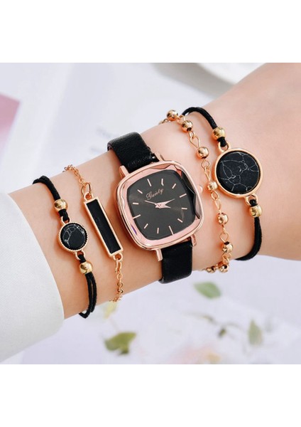 Gül Altın Beyaz B 5 Adet Gaiety Yepyeni Lüks Moda Bilezik Saat Seti Kadınlar Bayanlar Kol Saati Saatler Bayanlar Relogio Feminino Reloj Mujer (Yurt Dışından)