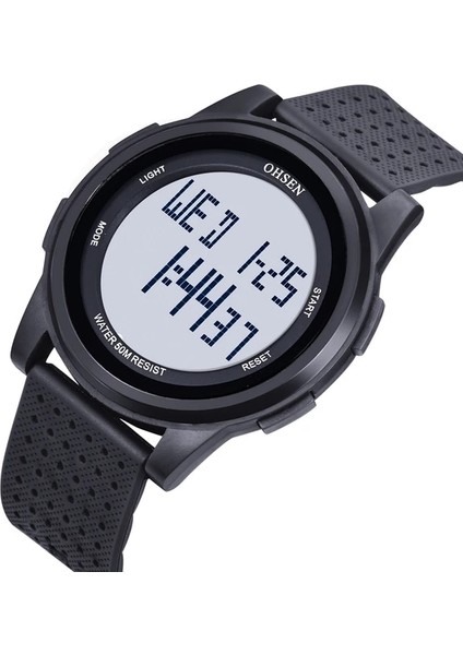 Siyah Kol Saati Dijital LED Erkek Çocuk Izle Moda Yeşil Silikon Su Geçirmez Spor Unisex Kol Saati Reloj Hombre Alarm Kronometre Erkek Saat Hediye (Yurt Dışından)