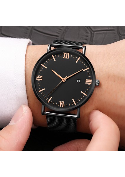 A-J Ultra Ince Siyah Lüks Moda Erkek Minimalist Saatler Paslanmaz Çelik Hasır Bant Izle Erkekler Iş Rahat Analog Kuvars Saat (Yurt Dışından) fiyatları