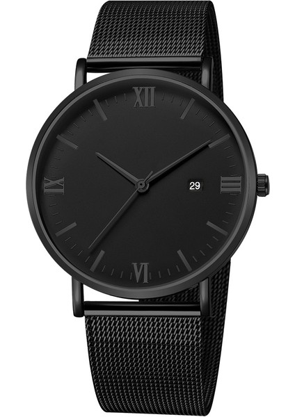 A-J Ultra Ince Siyah Lüks Moda Erkek Minimalist Saatler Paslanmaz Çelik Hasır Bant Izle Erkekler Iş Rahat Analog Kuvars Saat (Yurt Dışından) fırsatları