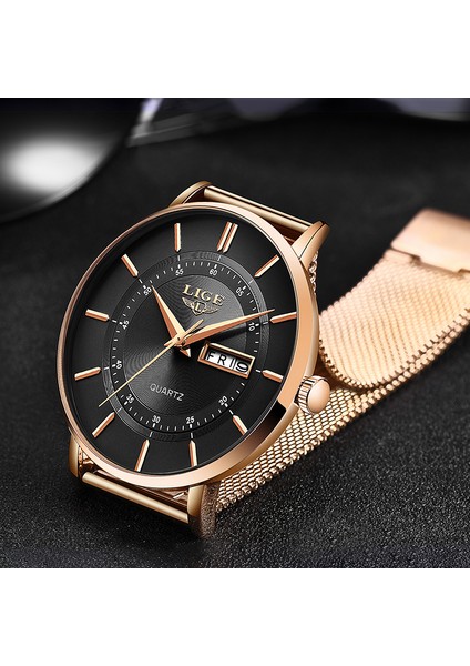 Gül Altın Siyah L Lıge Altın Kuvars Izle Kadın Saatler Bayanlar Çelik Kadın Bilezik Saatler Kadın Saat Relogio Feminino Montre Femme (Yurt Dışından)