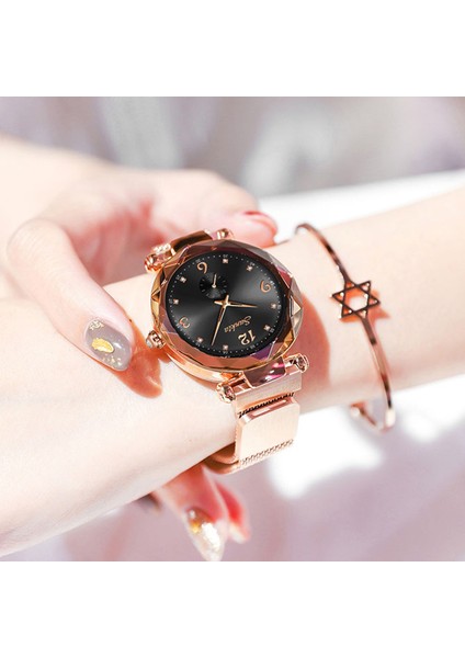 Gül Altın Kırmızı Montre Femme Sunkta Bayanlar Izle Kadın Kuvars Saatler Örgü Çelik Kemer Kadın Bilezik Saatler Kadın Saat Relogio Feminino (Yurt Dışından) fırsatları