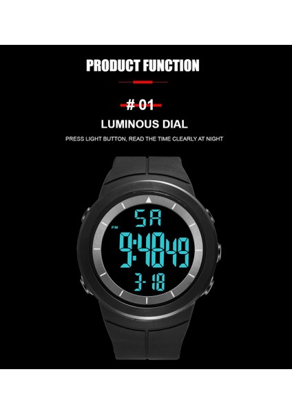 Kırmızı Siyah Moda Dijital Erkek Saatler Beyaz Su Geçirmez Açık Spor Kol Saati Şok Direnci Elektronik Saat Kronometre Çalar Saat (Yurt Dışından) fiyatları