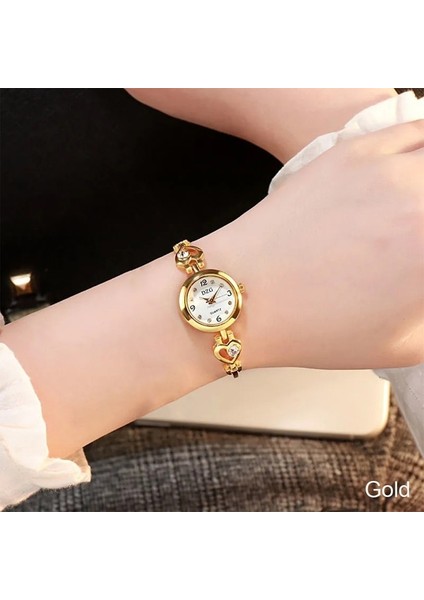 Altın Moda Aşk Bilezik Izle Küçük Kadran Kuvars Kol Saati Rahat Kadınlar Için Bilezik Etrafında Bilek Izle (Yurt Dışından)