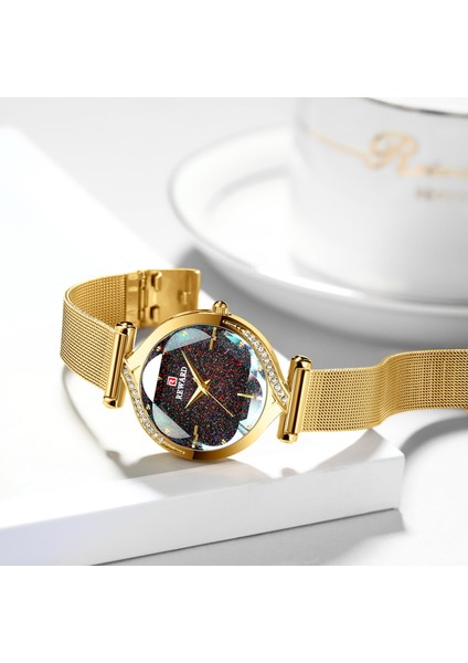 1 Hiçbir Kutu Lüks Marka Kadın Bilezik Saatler Köpüklü Arama Moda Altın Çelik Hasır Kuvars Saat Bayanlar Kol Saati Zegarek Damski (Yurt Dışından) fiyatları