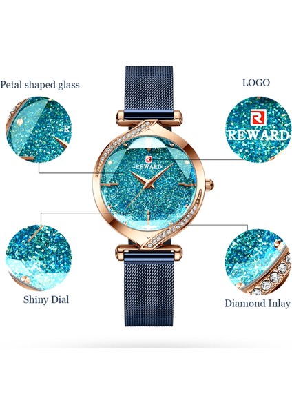 1 Hiçbir Kutu Lüks Marka Kadın Bilezik Saatler Köpüklü Arama Moda Altın Çelik Hasır Kuvars Saat Bayanlar Kol Saati Zegarek Damski (Yurt Dışından) fırsatları