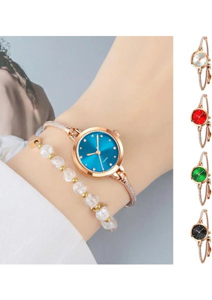 Tatil Için Kırmızı Vidalı Taçlı Minimalist Işıltılı Taşlı Zincir Bileklik Saat (Yurt Dışından) fırsatları