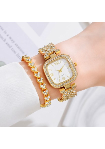 1 Izle ve Bilezik 2 Adet Set Quartz Saat 2022 Yeni Moda Lüks Tam Elmas Bayanlar Bilezik Saatler Kadın Kadın Saat Relogio Feminino (Yurt Dışından) fırsatları
