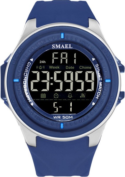 1380 Mavi LED Dijital Kol Saatleri Lüks Marka Smael Erkekler Saat Otomatik Spor Saatler Alarm Reloje Hombre 1380 Ordu Izle Su Geçirmez Erkekler (Yurt Dışından)