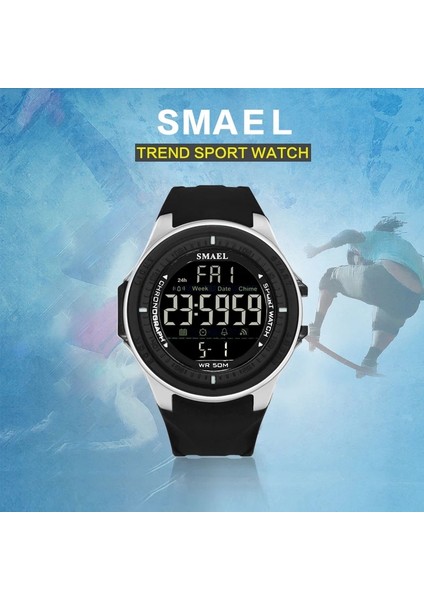 1380 Mavi LED Dijital Kol Saatleri Lüks Marka Smael Erkekler Saat Otomatik Spor Saatler Alarm Reloje Hombre 1380 Ordu Izle Su Geçirmez Erkekler (Yurt Dışından) modelleri