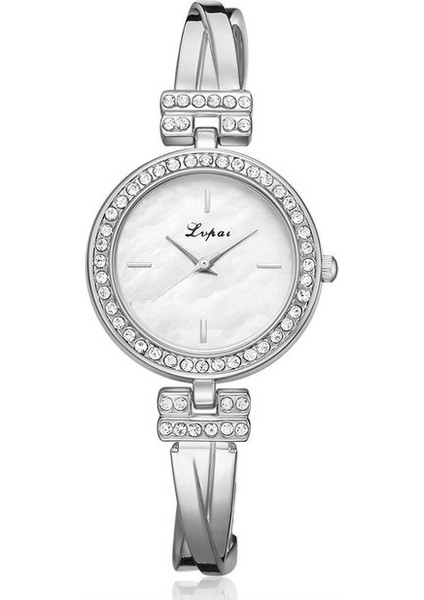 1 Adet Gümüş Saat Lvpai Marka Lüks Gül Altın Elmas Kadın Bilezik Saatler Moda Kuvars Saatler Bayanlar Rahat Kol Saati Seti Dropshiping (Yurt Dışından)