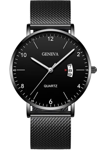 Örgü 4 Erkek Saatler Iş Kuvars Kol Saati Minimalist Erkek Ultra-Ince Paslanmaz Çelik Hasır Kemer Takvimli Saat Relogio Masculino (Yurt Dışından)