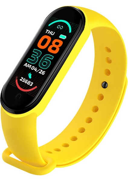 Sarı M6 Akıllı Saat Erkekler Spor Takip Cihazı Saatler Kalp Hızı Sağlık Monitörü M6 Akıllı Bant Spor Kadın Çocuklar Bilezik Ios Android Için (Yurt Dışından)