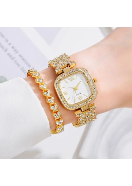 1 Izle 2 Adet Set Quartz Saat 2022 Yeni Moda Lüks Tam Elmas Bayanlar Bilezik Saatler Kadın Kadın Saat Relogio Feminino (Yurt Dışından)