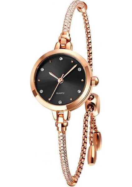 Siyah Yüksek Doğruluk Şık Parlak Rhinestone Analog Kuvars Izle Çinko Alaşım Bilezik Izle 30 M Su Geçirmez Arkadaşlık Için (Yurt Dışından)