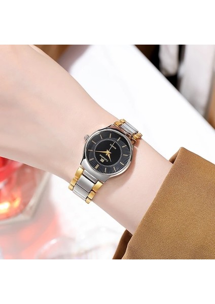 Altın Siyah Yeni 2021 Lüks Часы Quartz Saat Paslanmaz Çelik Gündelik Bilezik Izle Kadın Moda Wriwatch Relojes Para Mujer Marca De Lujo (Yurt Dışından)