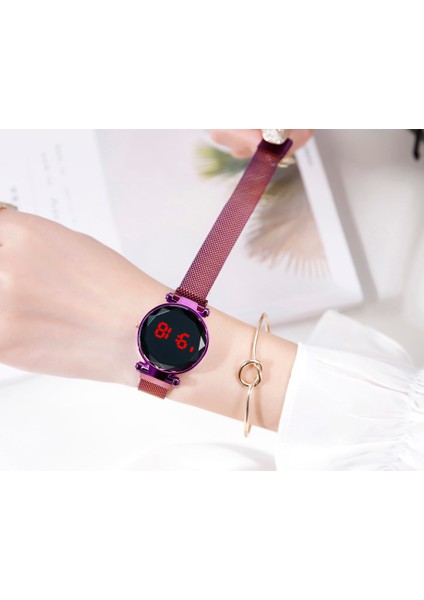 Siyah Bilezik Lüks LED Izle Kadınlar Manyetik Bilezik Saatler Gül Altın Dijital Elbise Izle Kuvars Kol Saati Bayanlar Saat Relogio Feminino (Yurt Dışından) modelleri