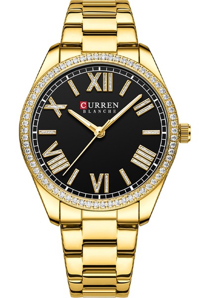 Altın Siyah Curren Yeni Lüks Kuvars Bayanlar Bileklik Saat Taklidi Kadran Zarif Aydınlık Işaretçi Paslanmaz Çelik Saat Relogio Feminino (Yurt Dışından)