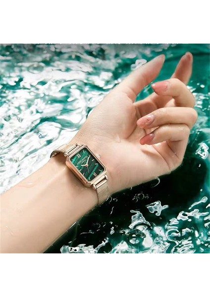 Kadın Izle Lüks Kadın Kare Kuvars Izle Yeşil Kadran Bilezik Saatler Kadınlar Için Moda Paslanmaz Çelik Kuvars Saat Bayanlar Kol Saati (Yurt Dışından) fiyatları