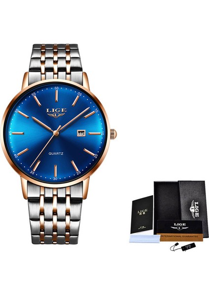 Mavi 2 Lıge Minimalist Erkek Saatleri Moda Ultra Ince Basit Iş Saati Paslanmaz Çelik Kemer Kuvars Erkek Saat Relogio Masculino (Yurt Dışından)