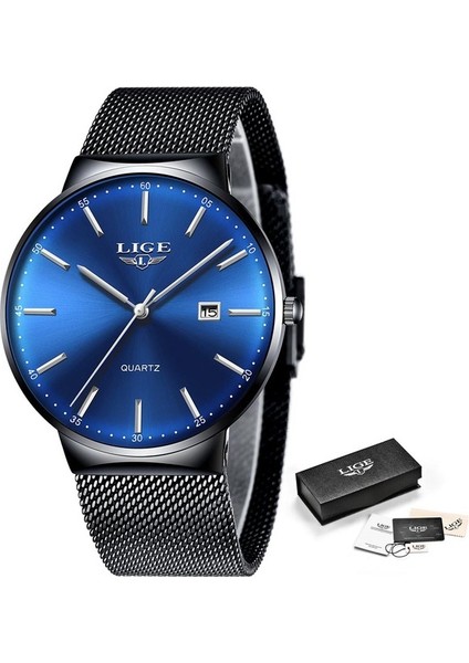 Gümüş Mavi Lıge 2022 Yeni Erkek Saatler En Lüks Marka Adam Moda Mavi Kuvars Bilek Izle Erkekler Için Spor Su Geçirmez Izle Relogio Masculino (Yurt Dışından)