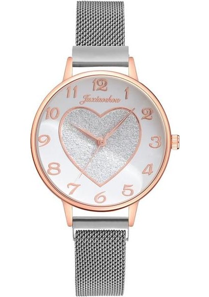 Gümüş 2020 Yeni Marka Kalp Şeklinde Kadın Izle Moda Zarif Mıknatıs Kuvars Altın Bayanlar Kol Saati Lüks Bilezik Saatler Saat Hediye (Yurt Dışından)