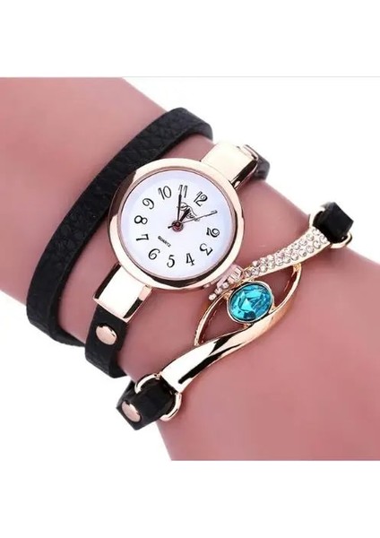 Siyah Yeni Moda Kadın Saatler Göz Taş Lüks Saatler Kadın Altın Bilezik Izle Kadın Kuvars Saatı Reloj Mujer 2018 Saat (Yurt Dışından)