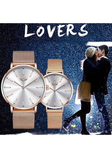 Adam Beyaz Altın Lıge Severler Için Çift Saatleri Ultra Ince Erkek Kuvars Kol Saati Moda Iş Bayanlar Izle Adam Marka Lüks Gül Altın Saatler (Yurt Dışından)