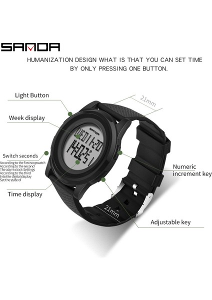 Siyah Beyaz Kadran Sanda Marka Lüks 9mm Süper Ince Spor Izle Erkekler Elektronik LED Dijital Bilek Saatler Erkekler Için Erkek Saat Relogio Masculino (Yurt Dışından) indirimleri